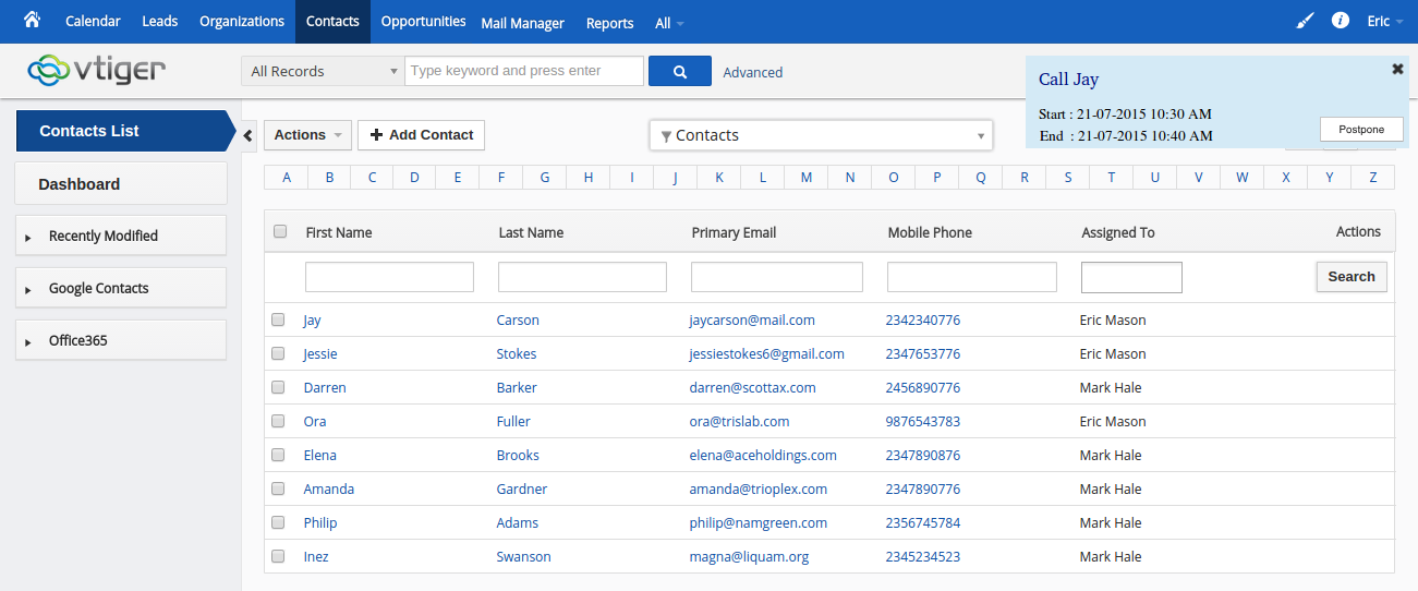 Vtiger_on_screen_pop_up_notification