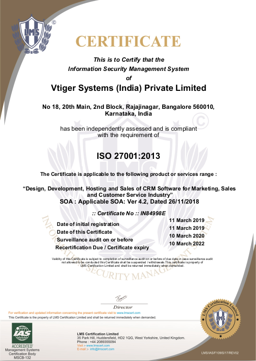Vtiger_ISO_certification