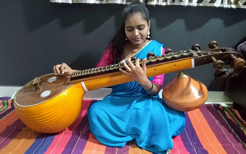 Shilpa playing the Veena