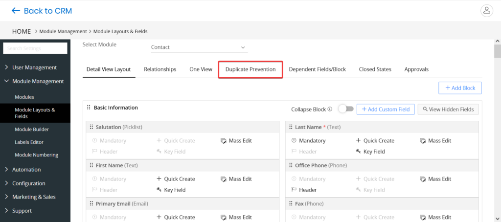 Big Little Things Duplicate Prevention (Image 3, Duplicate Prevention tab)