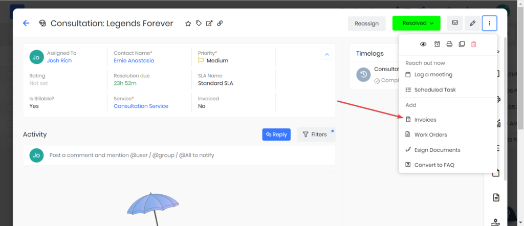 Generate an Invoice from a Case