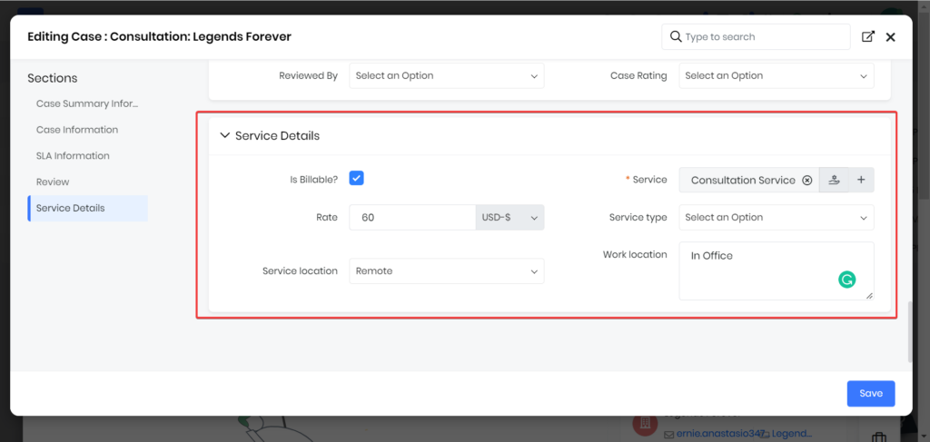 Set the Case as Billable