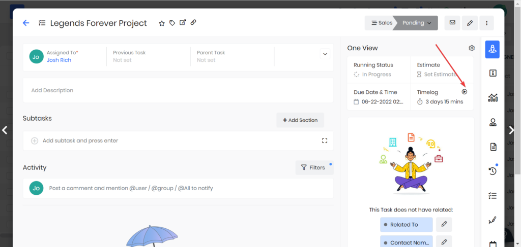 Start Timer for Timelog