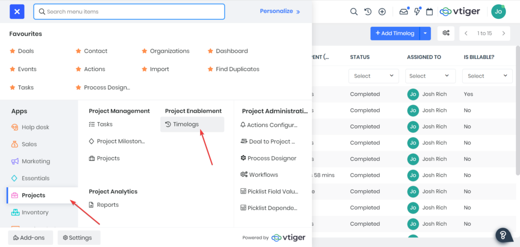Timelog Module location
